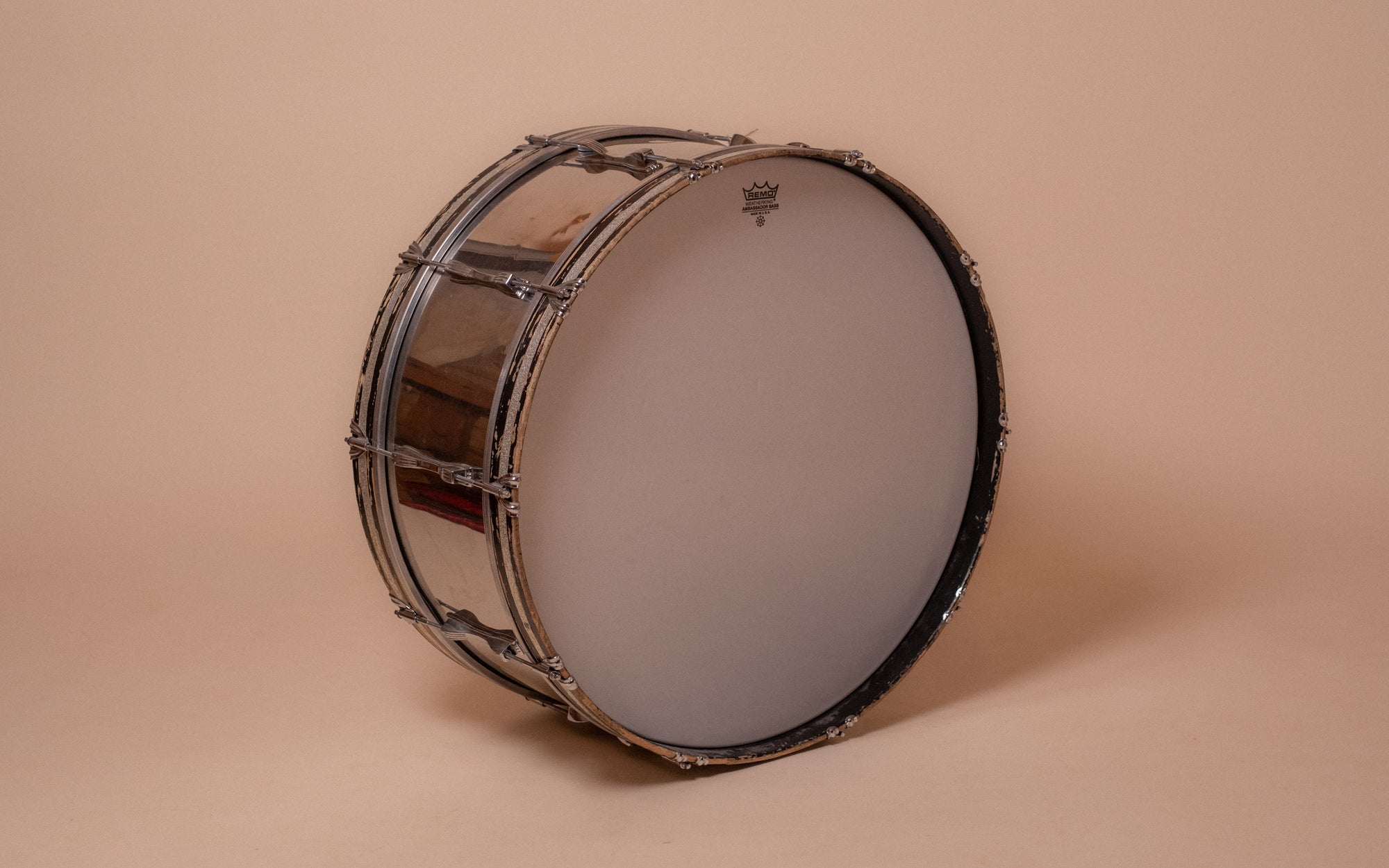 1970's Ludwig 'Scotch' Stainless Steel Marching Bass Drum - 10x26