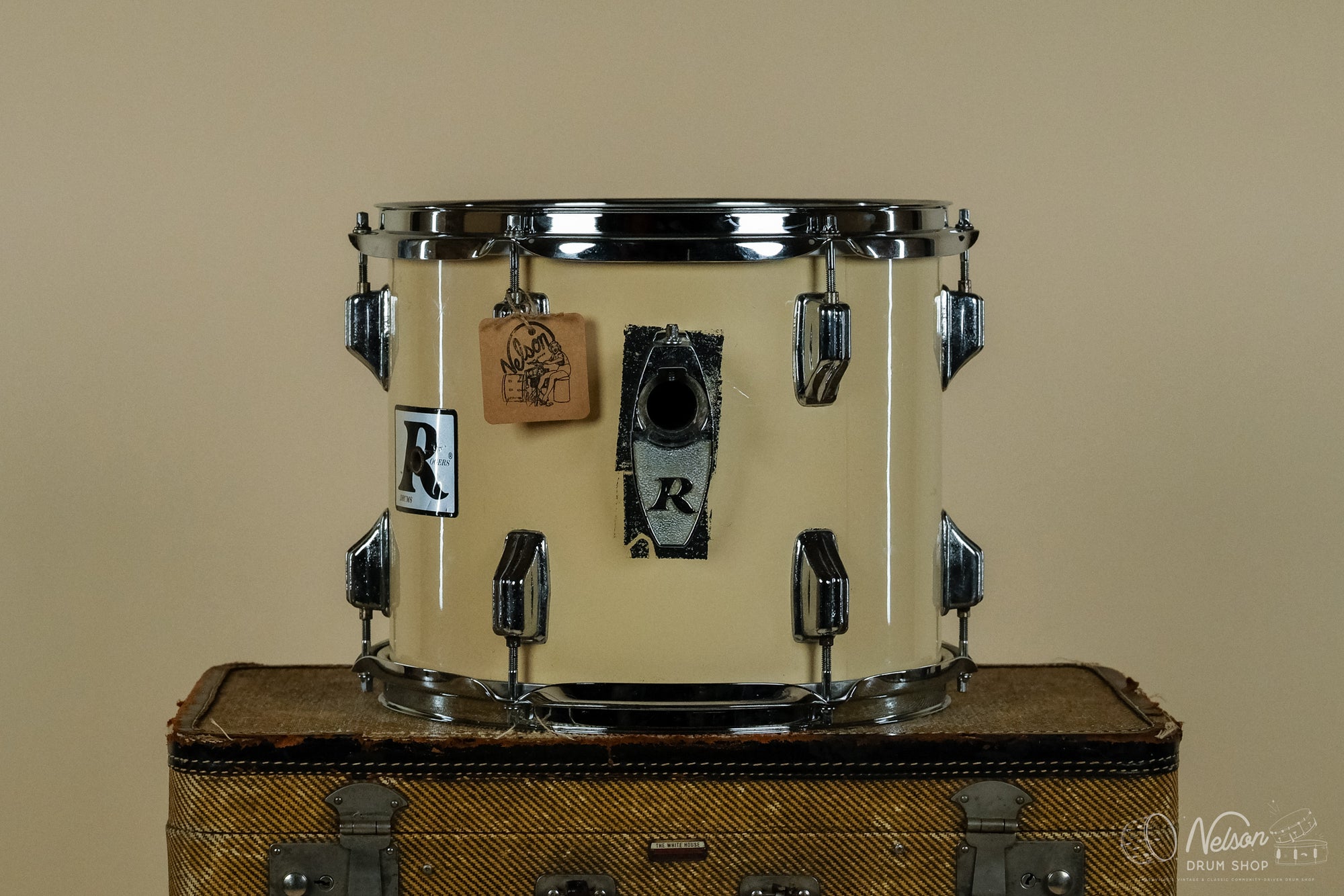 1970s Rogers 'Big R' Tom in White Wrap - 10x12