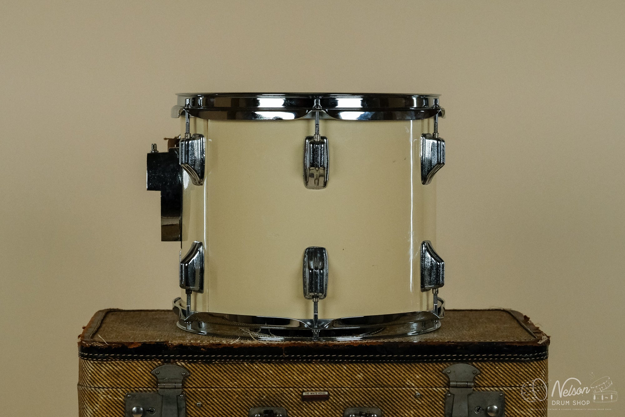 1970s Rogers 'Big R' Tom in White Wrap - 10x12