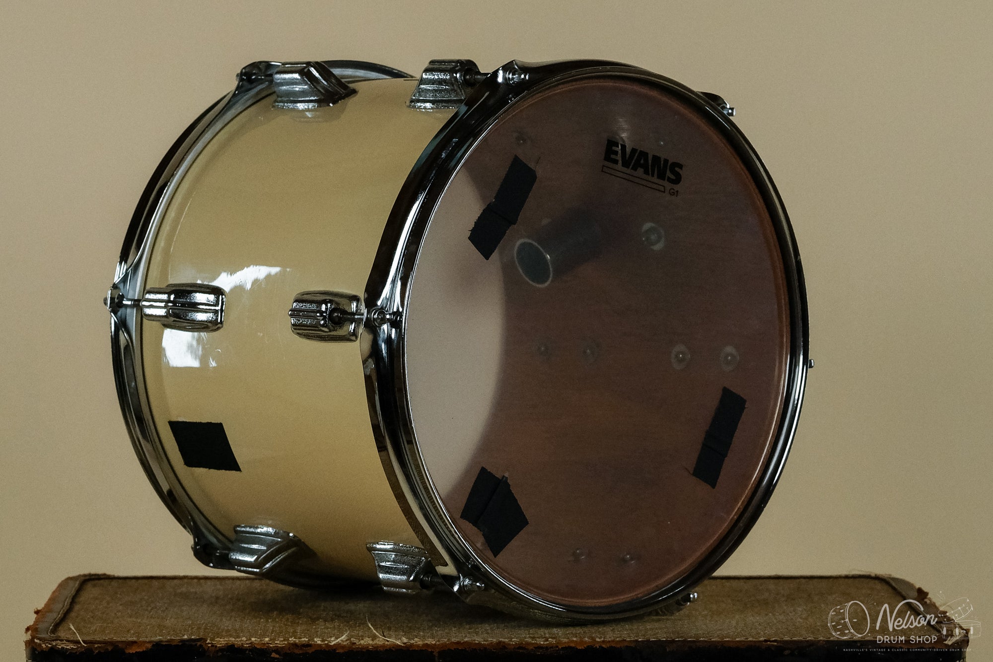 1970s Rogers 'Big R' Tom in White Wrap - 10x12