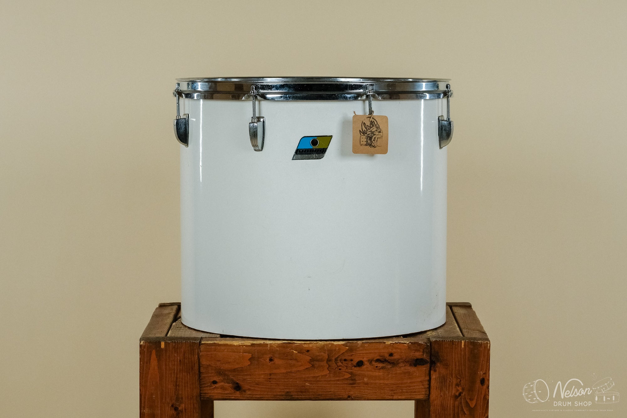 1970s Ludwig 3 Ply Concert Tom in White Cortex 14x16