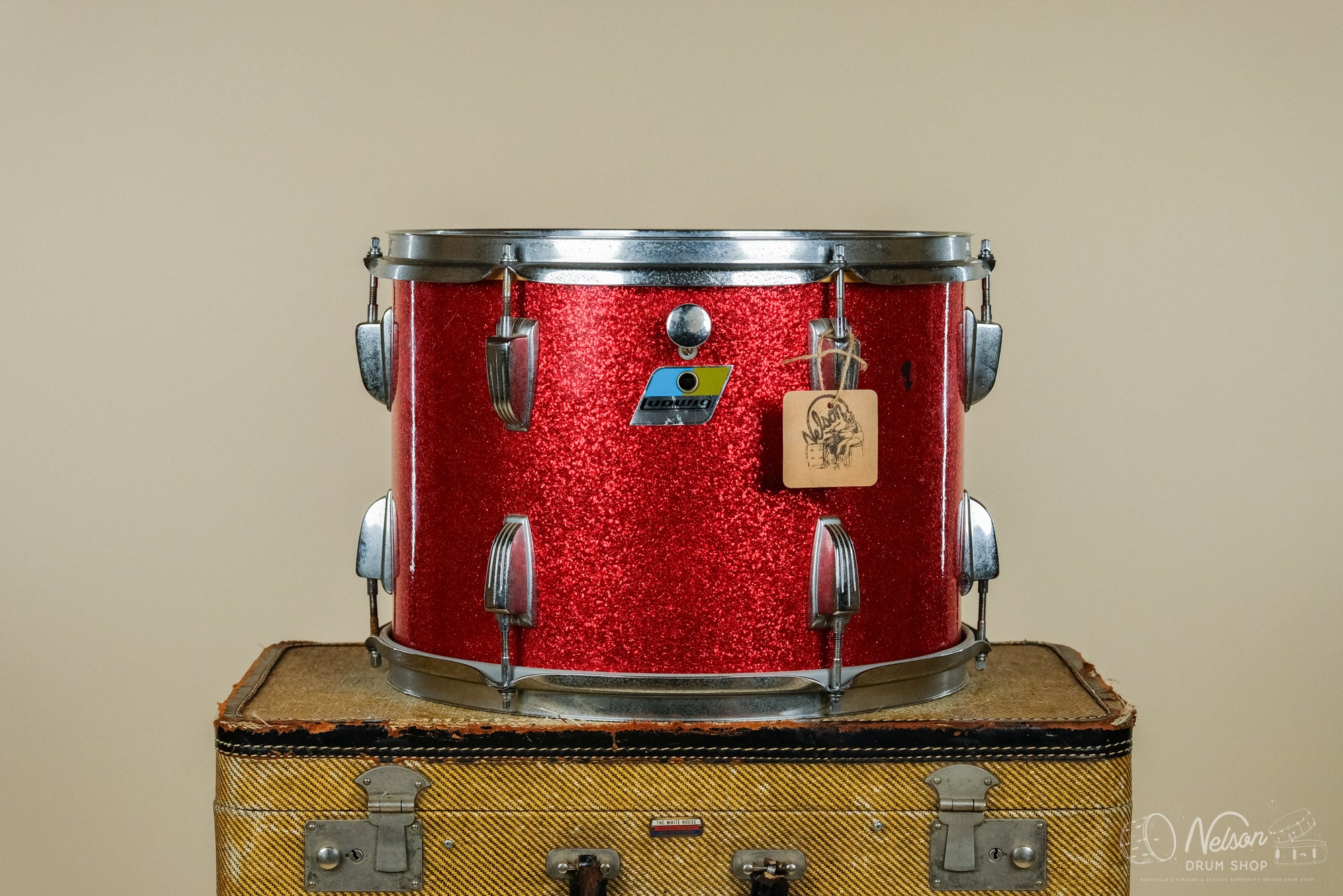 1970s Ludwig 3 ply Tom in Red Sparkle - 10x14