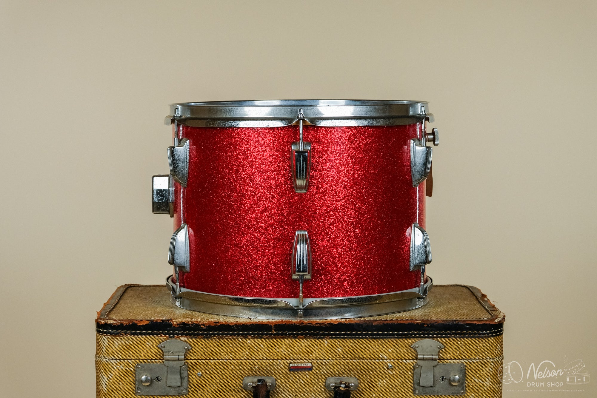 1970s Ludwig 3 ply Tom in Red Sparkle - 10x14