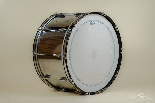 1980s Premier 'Soundwave' Marching Bass Drum in Chrome - 14x26