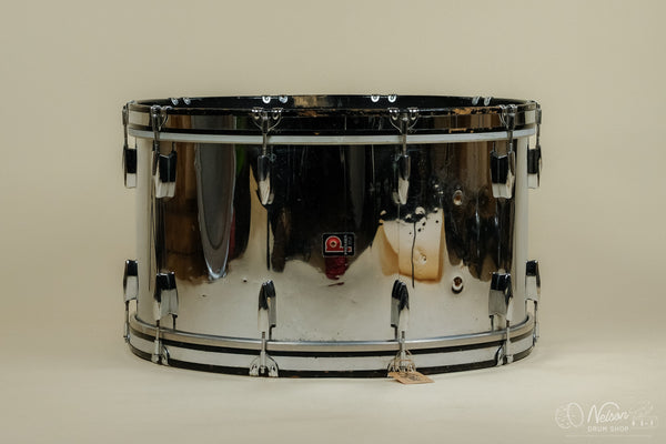 1980s Premier 'Soundwave' Marching Bass Drum in Chrome - 14x26
