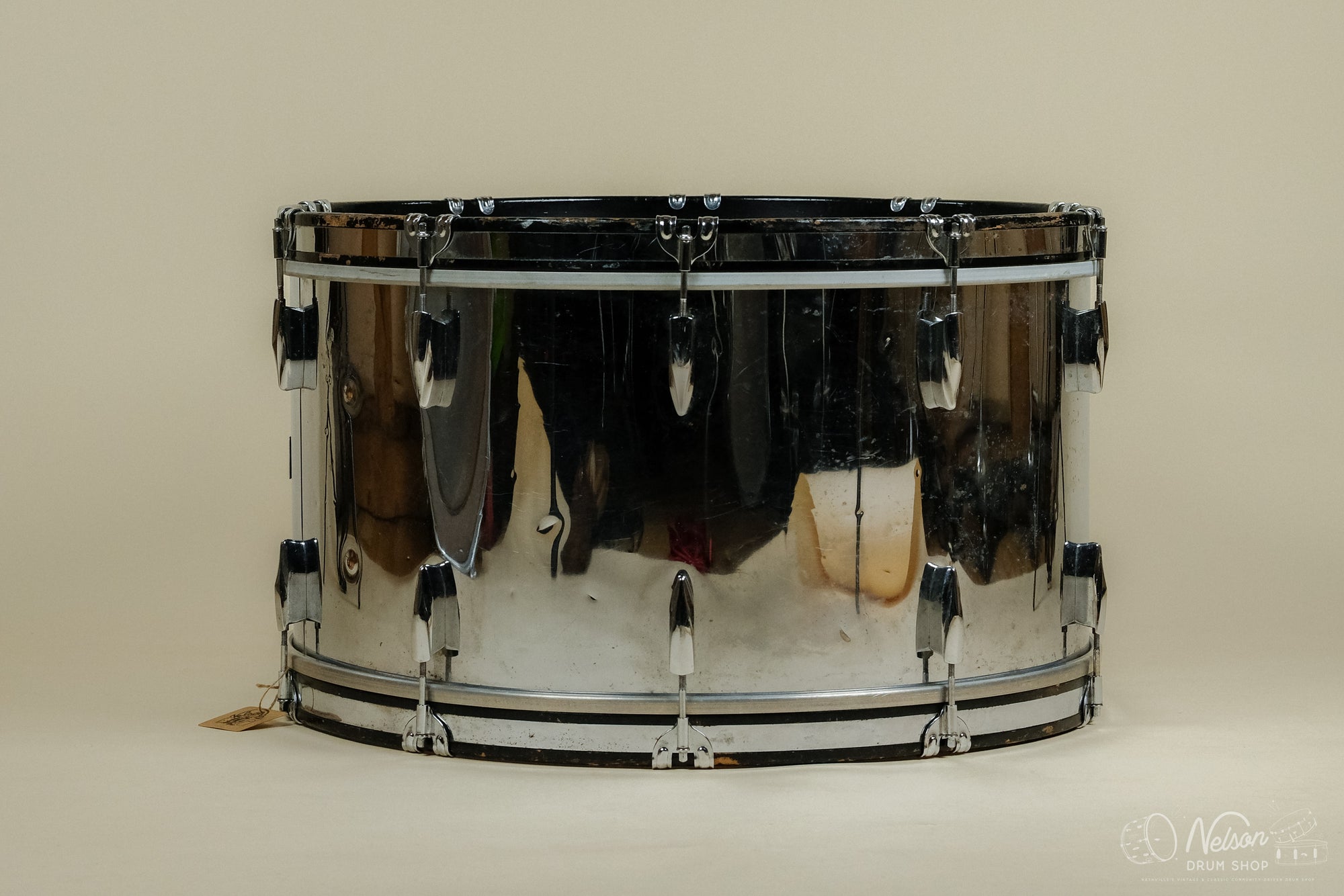 1980s Premier 'Soundwave' Marching Bass Drum in Chrome - 14x26