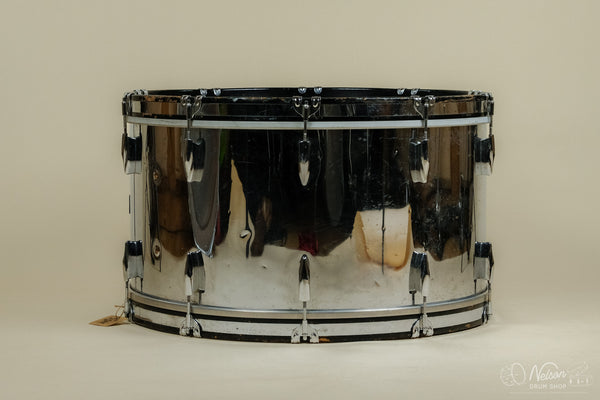 1980s Premier 'Soundwave' Marching Bass Drum in Chrome - 14x26