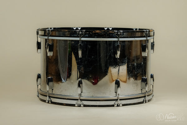 1980s Premier 'Soundwave' Marching Bass Drum in Chrome - 14x26