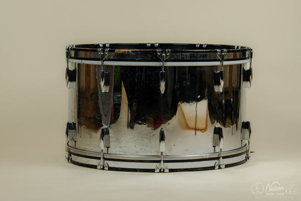 1980s Premier 'Soundwave' Marching Bass Drum in Chrome - 14x26