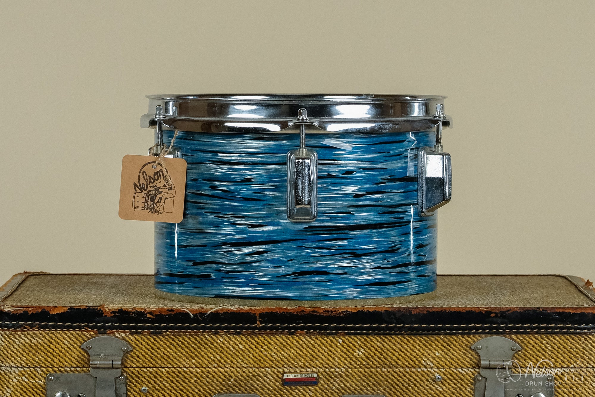 1970s Pearl Fiberglass Concert Tom in Blue Oyster - 6.5x10