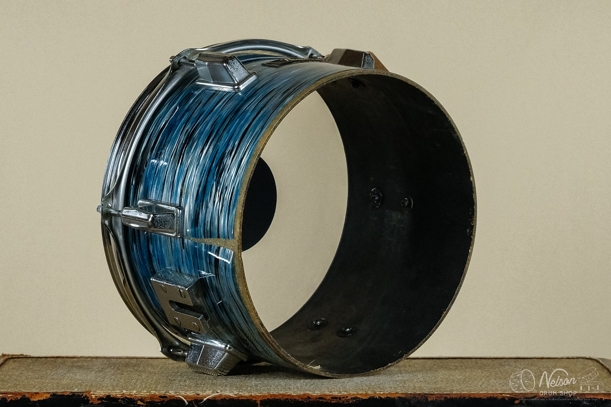 1970s Pearl Fiberglass Concert Tom in Blue Oyster - 6.5x10