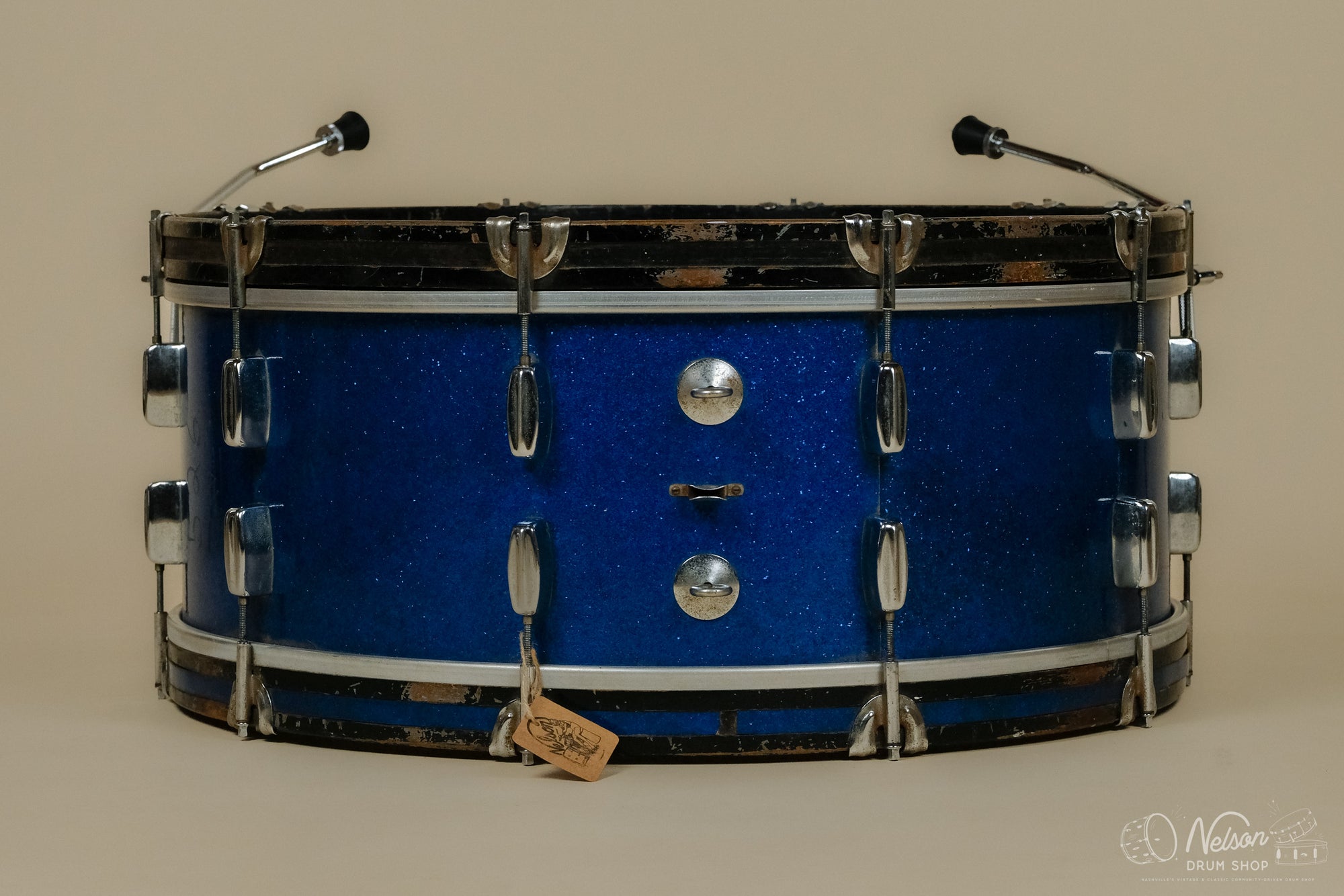 1960s Rogers Cleveland Scotch Marcher Bass Drum in Blue Sparkle - 10x26