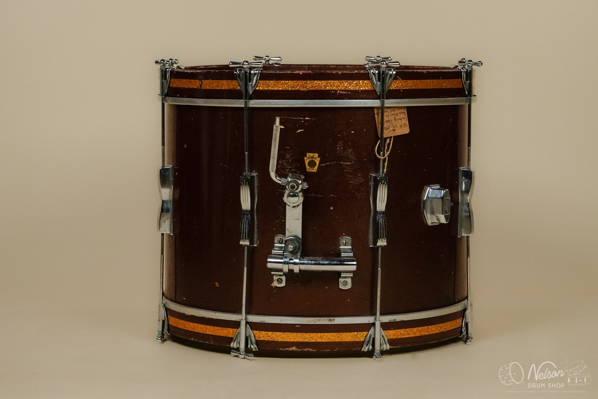 SEP 24 1966 Ludwig Clubdate Bass Drum in Bronze Mist Lacquer Duco - 14x20