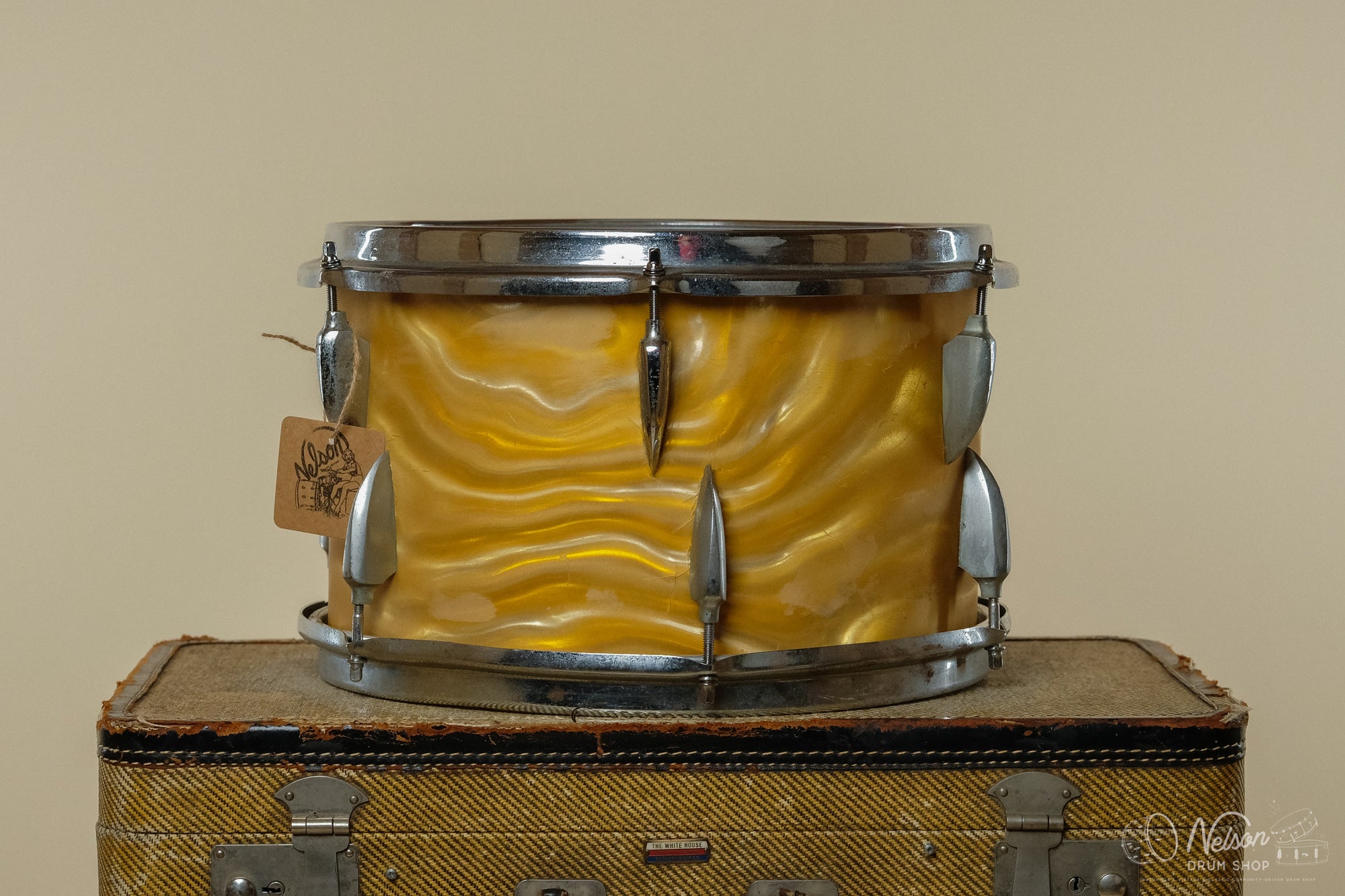 1960s Sonor 'Teardrop' Tom in Gold Satin Flame - 8x13