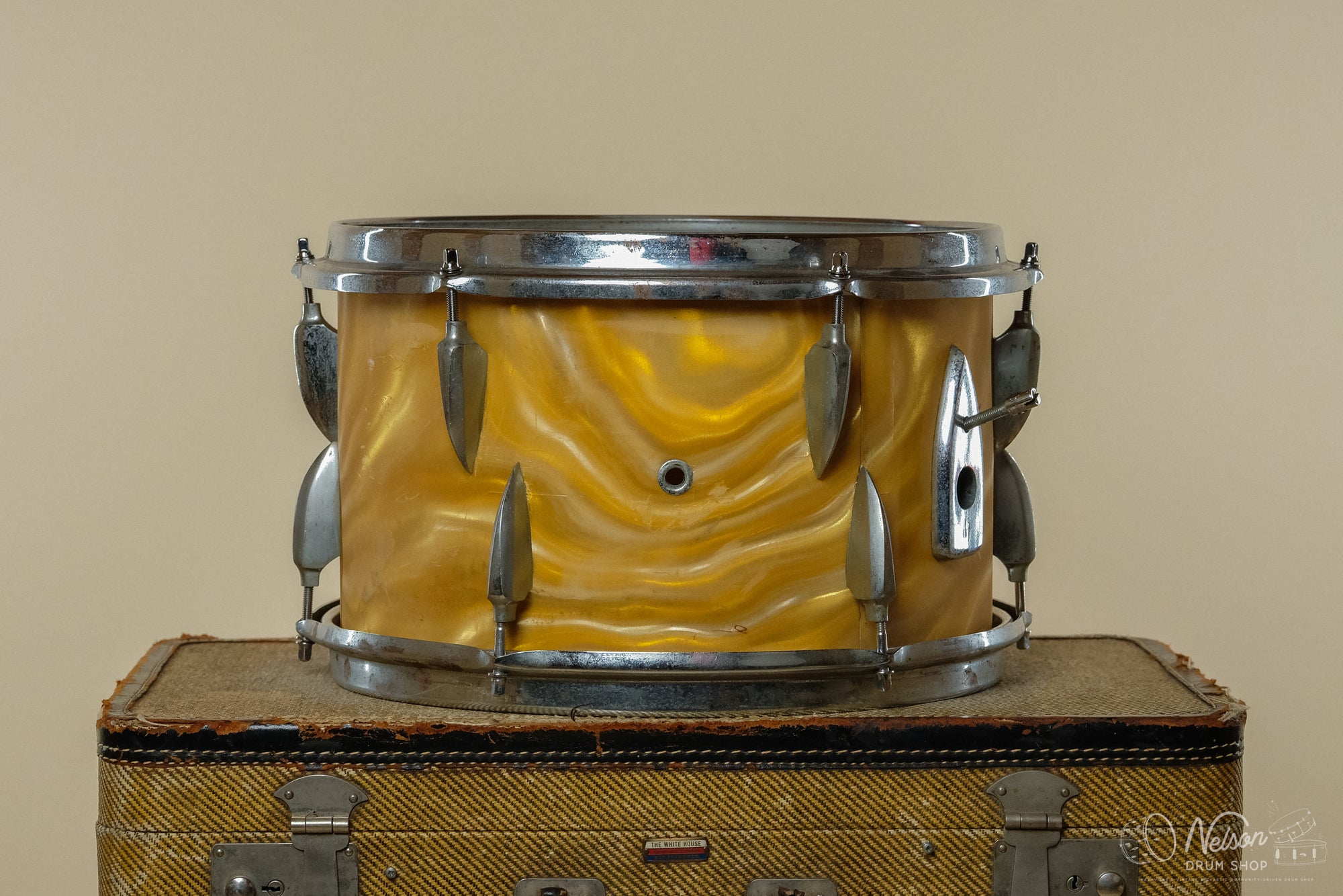 1960s Sonor 'Teardrop' Tom in Gold Satin Flame - 8x13