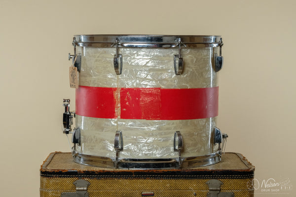 1960s Ludwig Pre-Serial Snare Drum In White Marine Pearl - 12x15