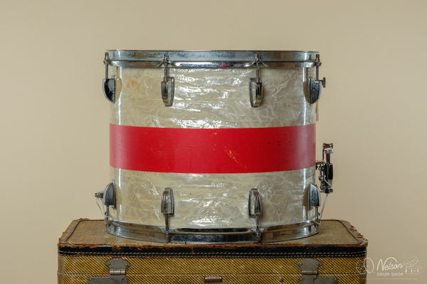 1960s Ludwig Pre-Serial Snare Drum In White Marine Pearl - 12x15