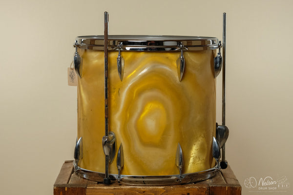1960s Sonor 'Teardrop' 3 ply Floor Tom in Gold Satin Flame - 14.5x16