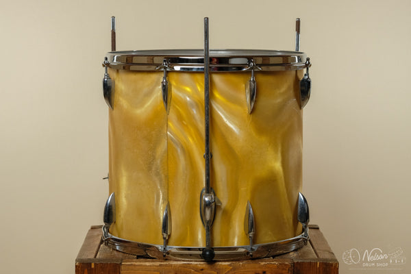 1960s Sonor 'Teardrop' 3 ply Floor Tom in Gold Satin Flame - 14.5x16