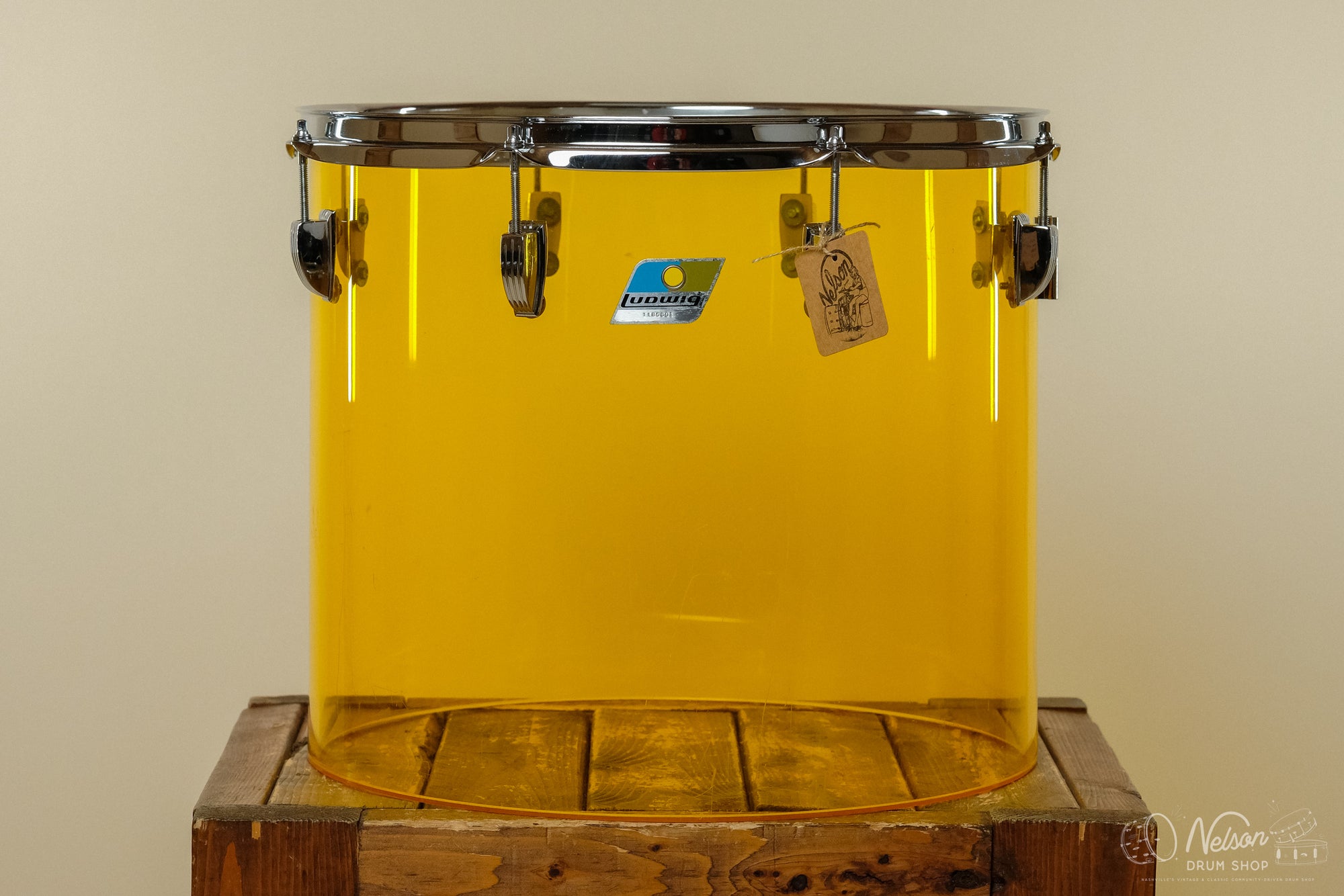 1970s Ludwig Vistalite Yellow Concert Tom - 14x16