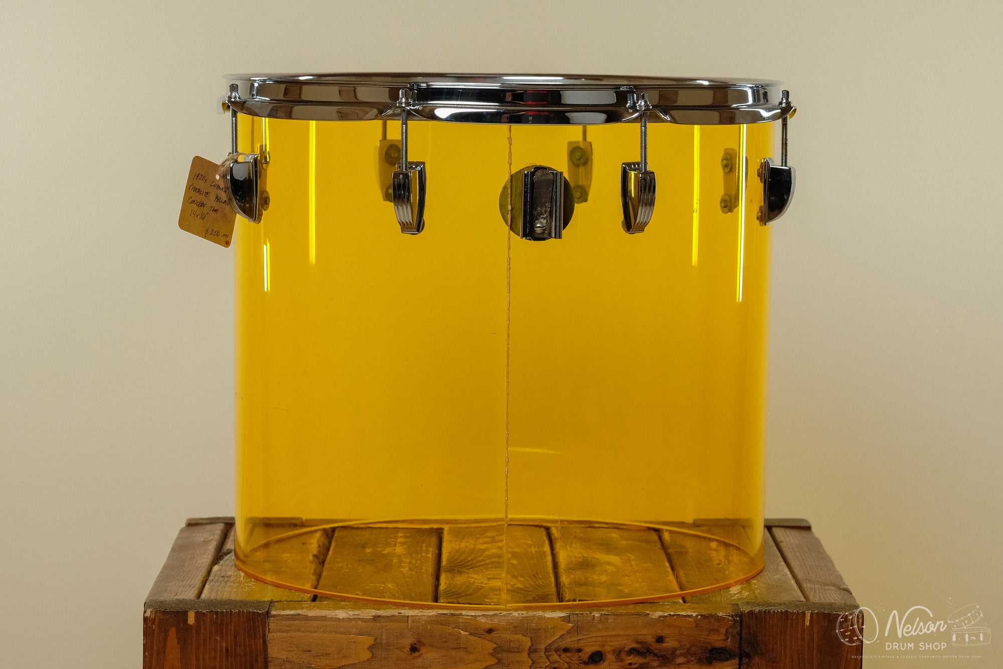 1970s Ludwig Vistalite Yellow Concert Tom - 14x16