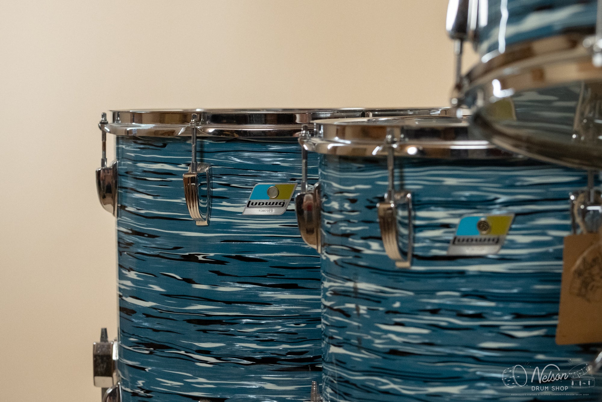 1970s Ludwig 'Pro Beat' in 'Bowling Ball' Oyster Blue - 14x24, 16x18, 16x16, 10x14, 9x13