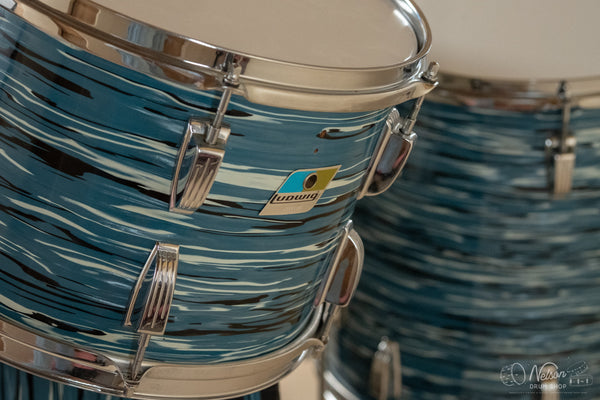 1970s Ludwig 'Pro Beat' in 'Bowling Ball' Oyster Blue - 14x24, 16x18, 16x16, 10x14, 9x13