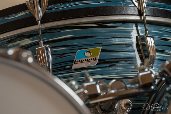1970s Ludwig 'Pro Beat' in 'Bowling Ball' Oyster Blue - 14x24, 16x18, 16x16, 10x14, 9x13