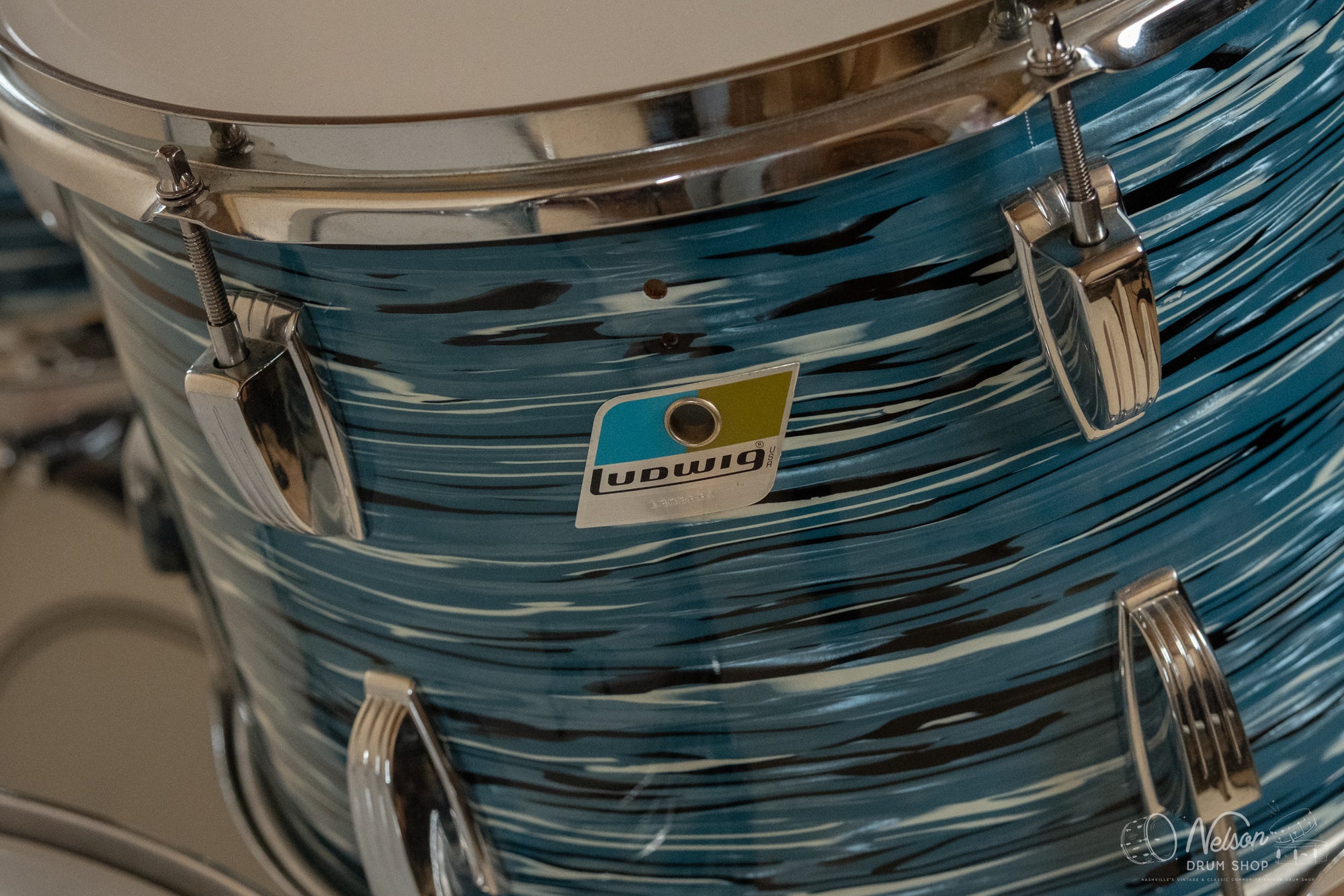 1970s Ludwig 'Pro Beat' in 'Bowling Ball' Oyster Blue - 14x24, 16x18, 16x16, 10x14, 9x13