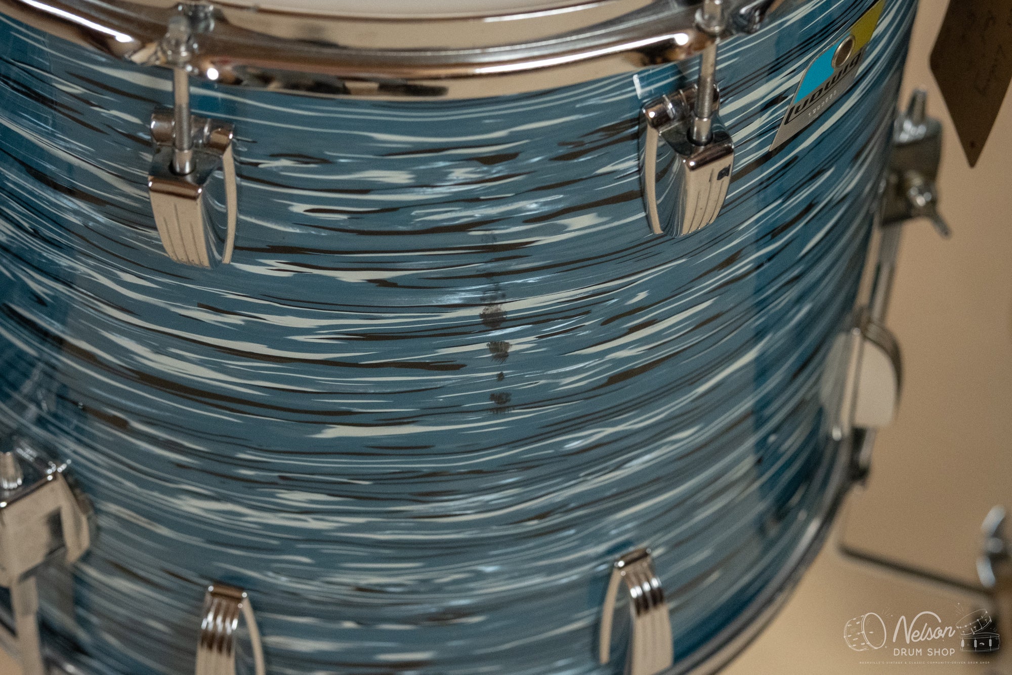 1970s Ludwig 'Pro Beat' in 'Bowling Ball' Oyster Blue - 14x24, 16x18, 16x16, 10x14, 9x13