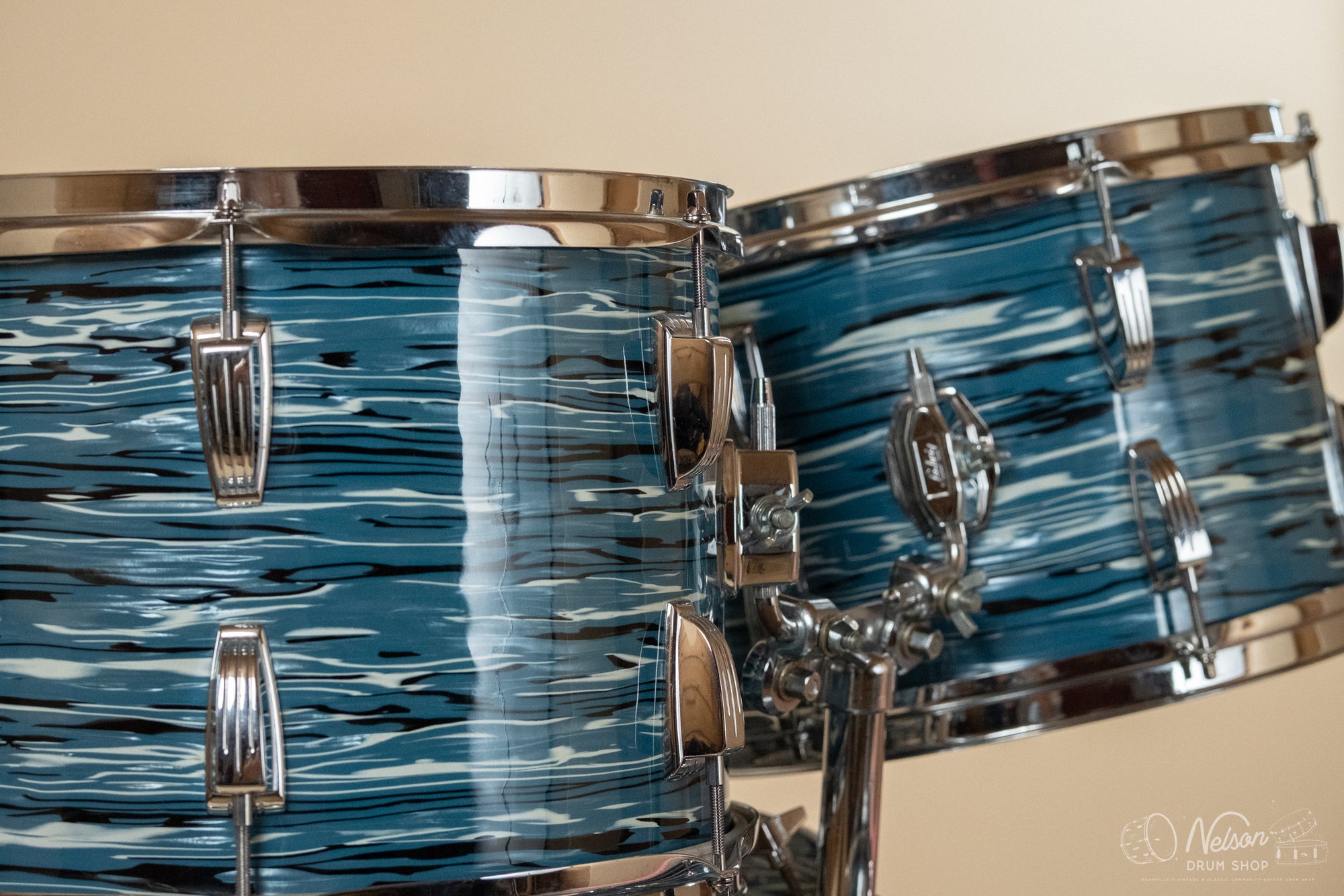1970s Ludwig 'Pro Beat' in 'Bowling Ball' Oyster Blue - 14x24, 16x18, 16x16, 10x14, 9x13