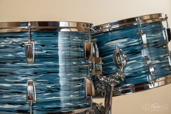 1970s Ludwig 'Pro Beat' in 'Bowling Ball' Oyster Blue - 14x24, 16x18, 16x16, 10x14, 9x13