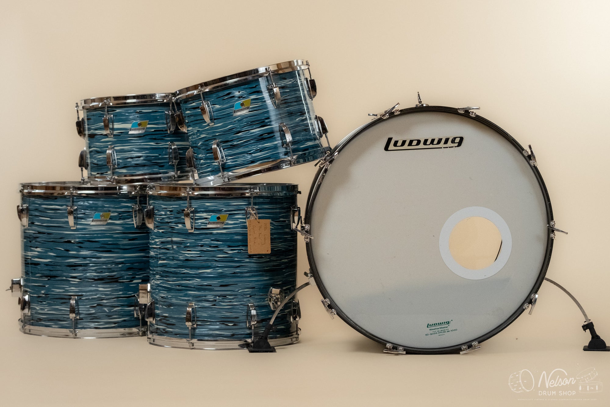 1970s Ludwig 'Pro Beat' in 'Bowling Ball' Oyster Blue - 14x24, 16x18, 16x16, 10x14, 9x13