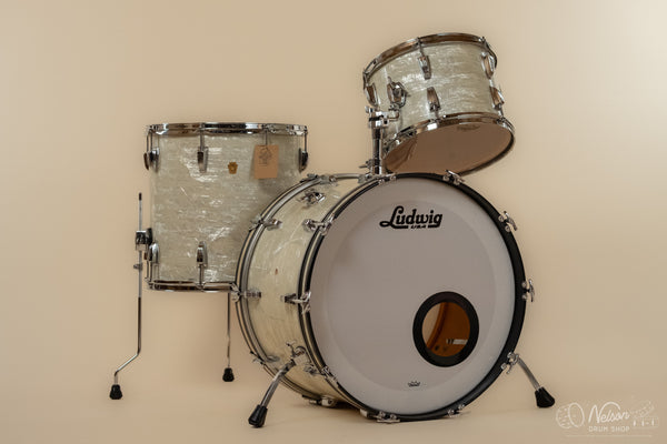 1960s Ludwig 'Super Classic' in White Marine Pearl - 14x22, 16x16, 9x13