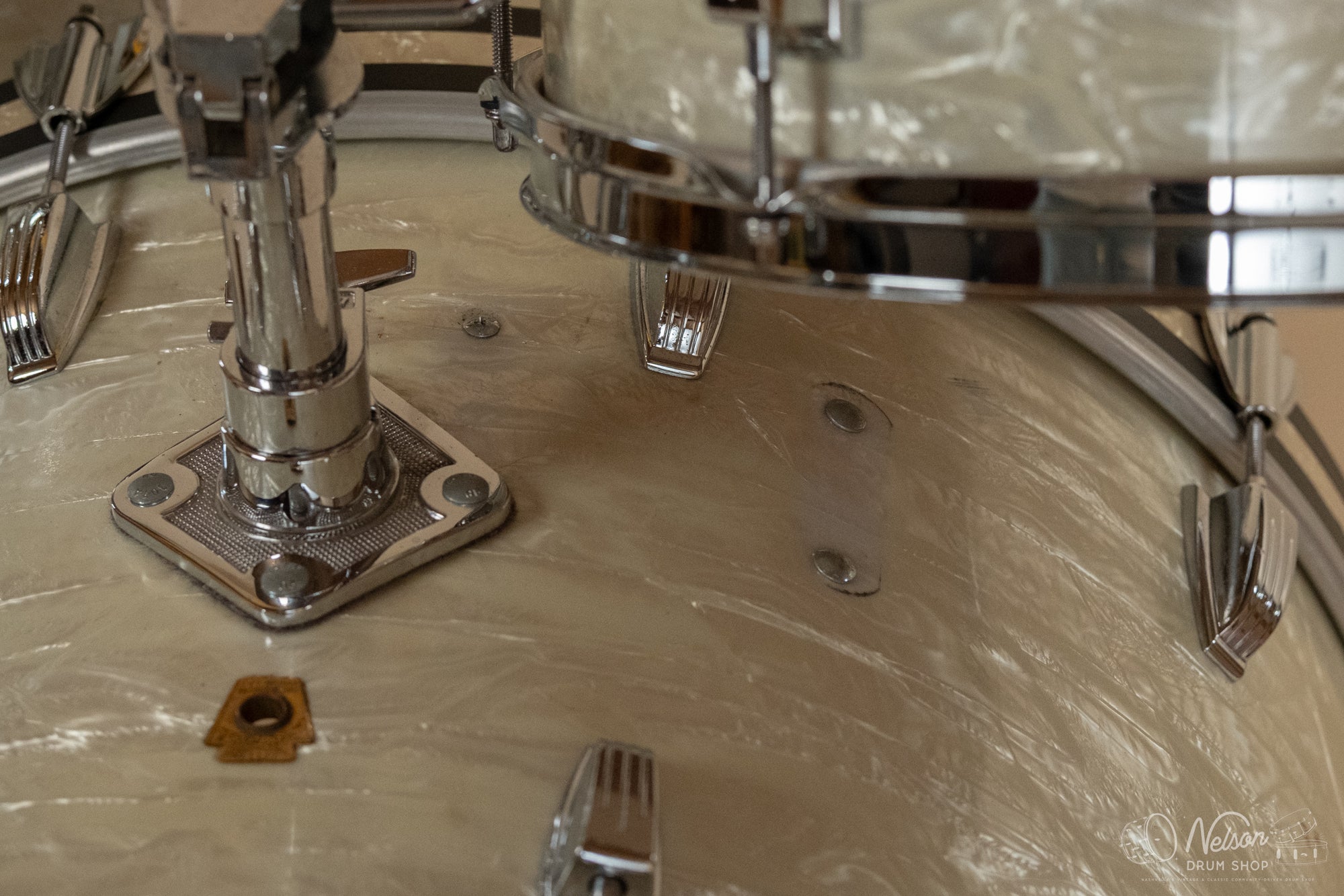 1960s Ludwig 'Super Classic' in White Marine Pearl - 14x22, 16x16, 9x13
