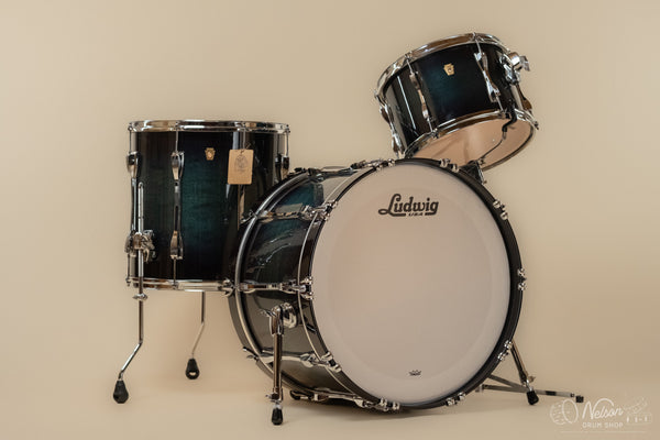 Used Ludwig Legacy Maple in Aqua Burst Lacquer - 14x22, 16x16, 9x13