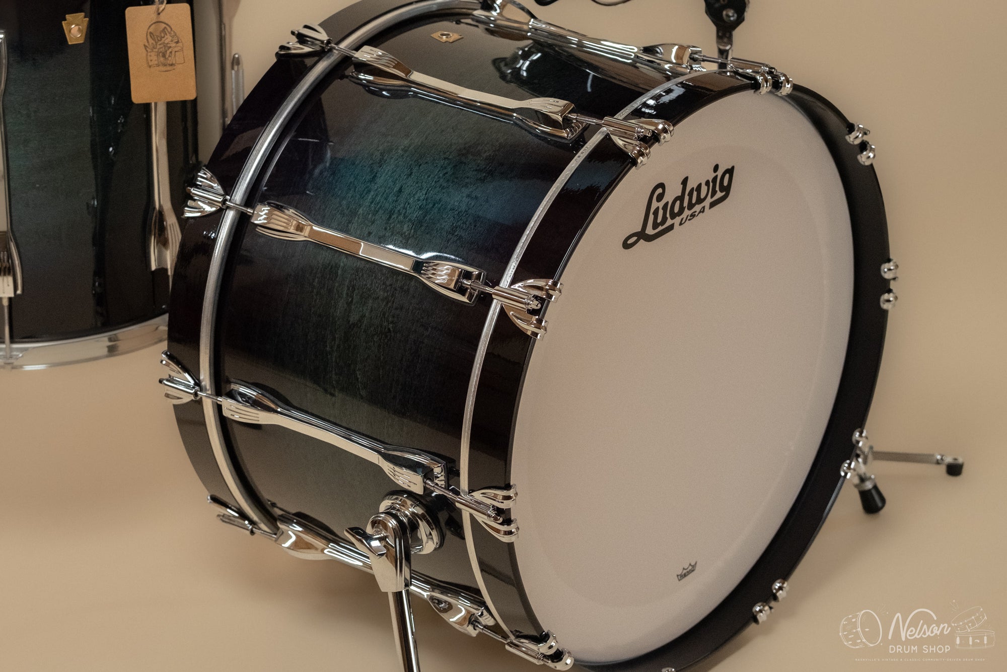 Used Ludwig Legacy Maple in Aqua Burst Lacquer - 14x22, 16x16, 9x13