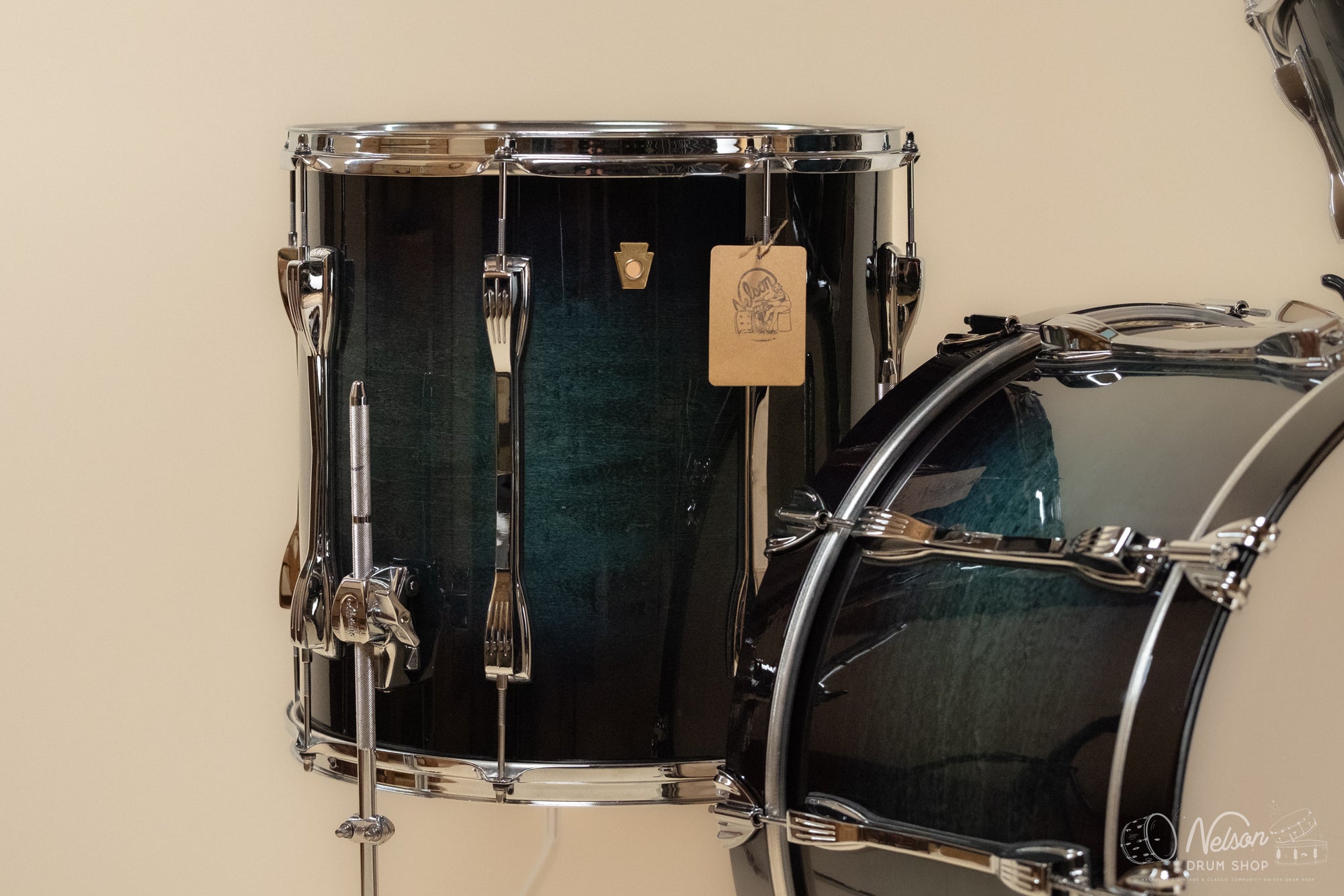 Used Ludwig Legacy Maple in Aqua Burst Lacquer - 14x22, 16x16, 9x13