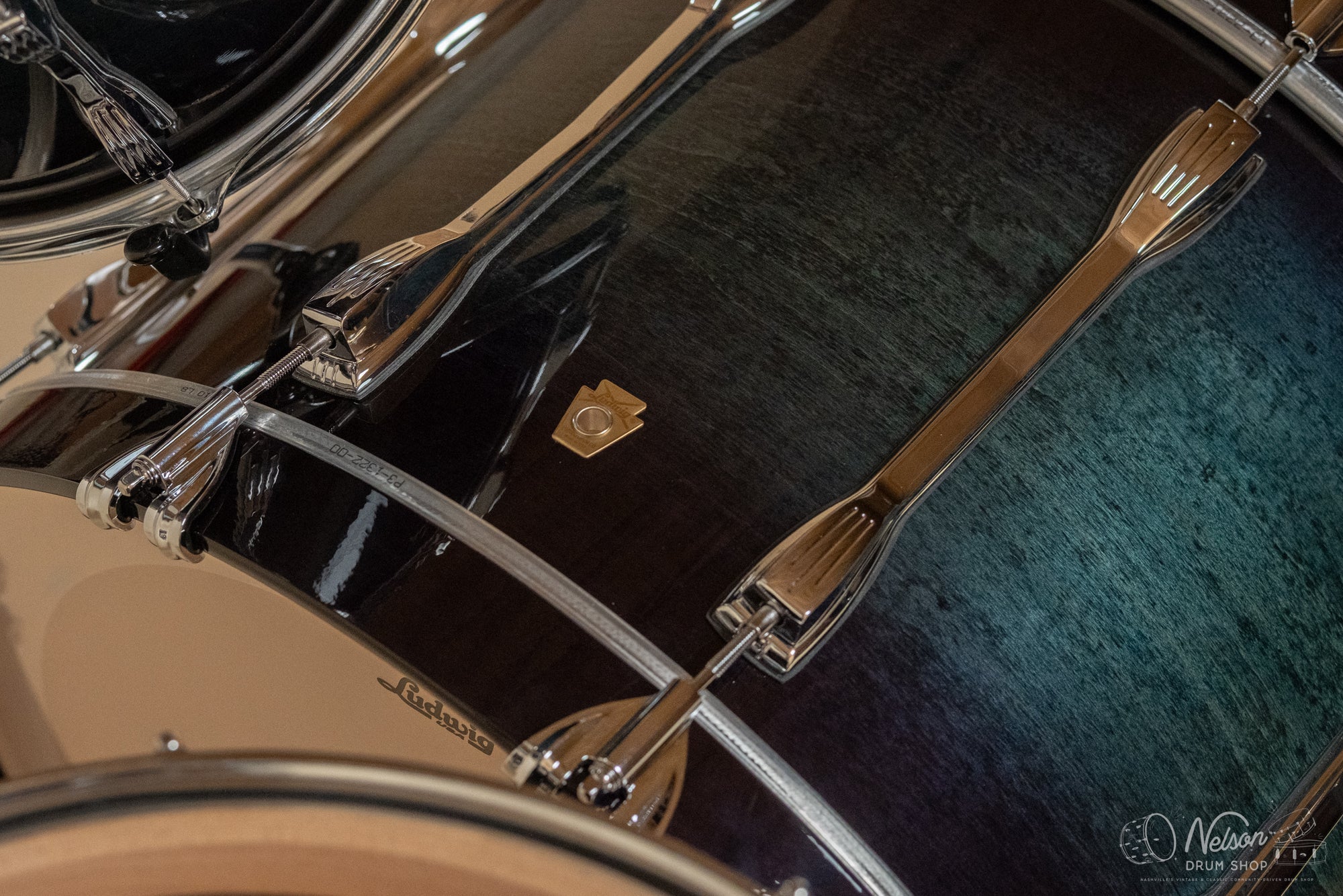 Used Ludwig Legacy Maple in Aqua Burst Lacquer - 14x22, 16x16, 9x13