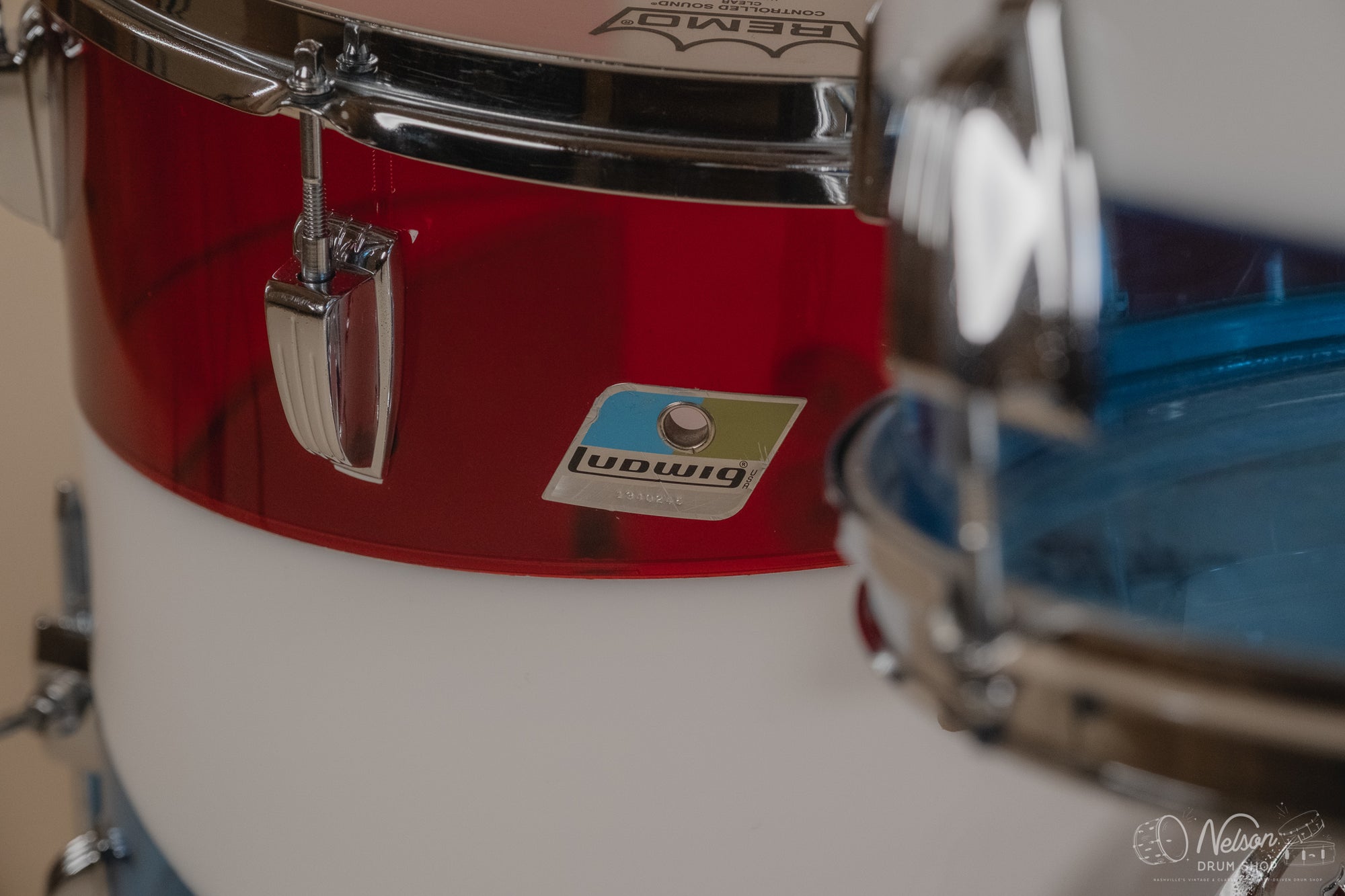 1976 Ludwig Vistalite Pattern D Bicentennial Red/White/Blue - 14x22, 16x16, 9x13, 8x12