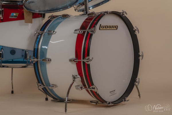 1976 Ludwig Vistalite Pattern D Bicentennial Red/White/Blue - 14x22, 16x16, 9x13, 8x12