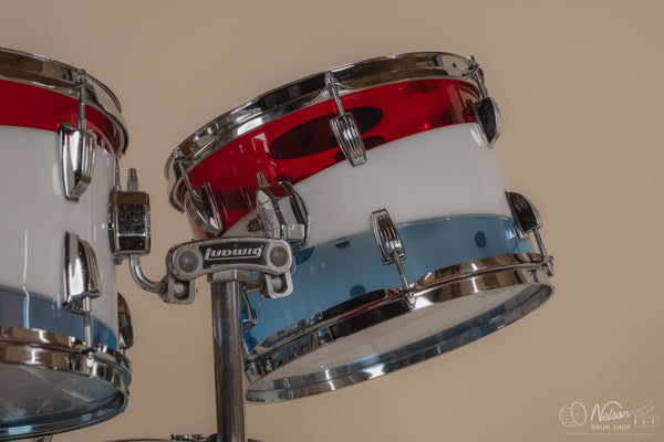 1976 Ludwig Vistalite Pattern D Bicentennial Red/White/Blue - 14x22, 16x16, 9x13, 8x12