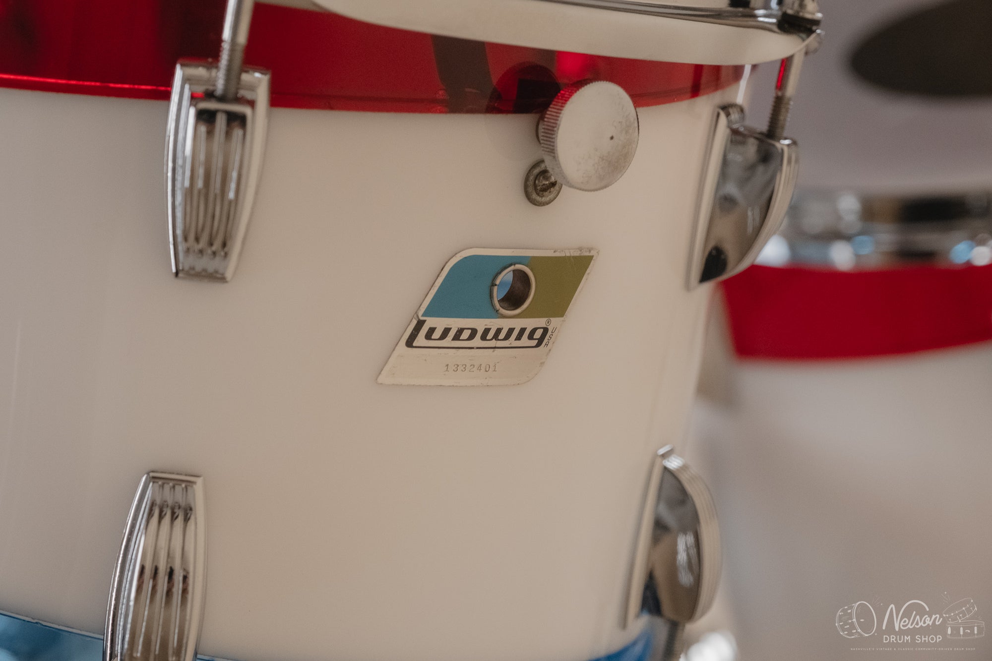 1976 Ludwig Vistalite Pattern D Bicentennial Red/White/Blue - 14x22, 16x16, 9x13, 8x12