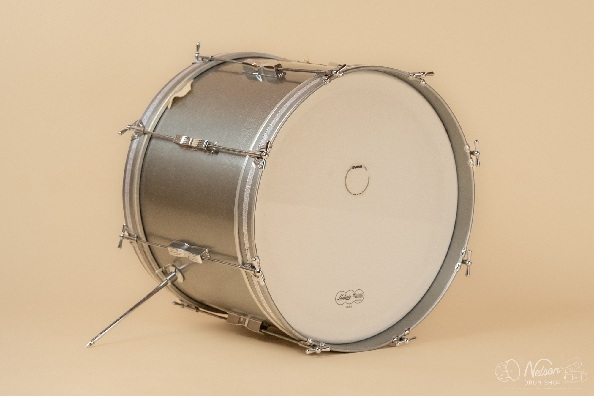 1967 Ludwig 'Clubdate' Bass Drum refinished in Inca Silver Lacquer - 14x20