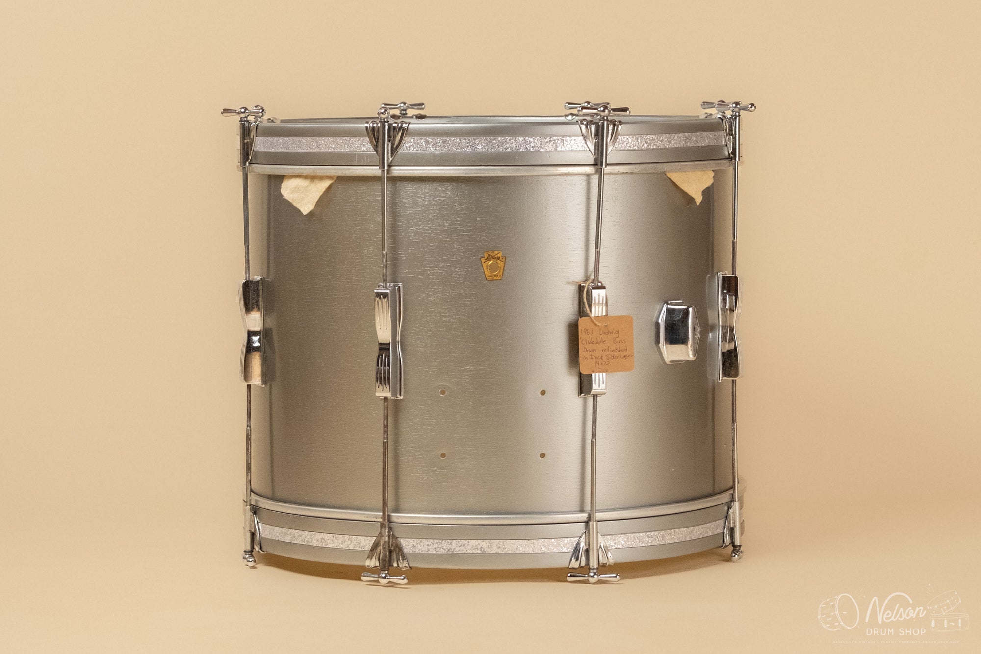 1967 Ludwig 'Clubdate' Bass Drum refinished in Inca Silver Lacquer - 14x20