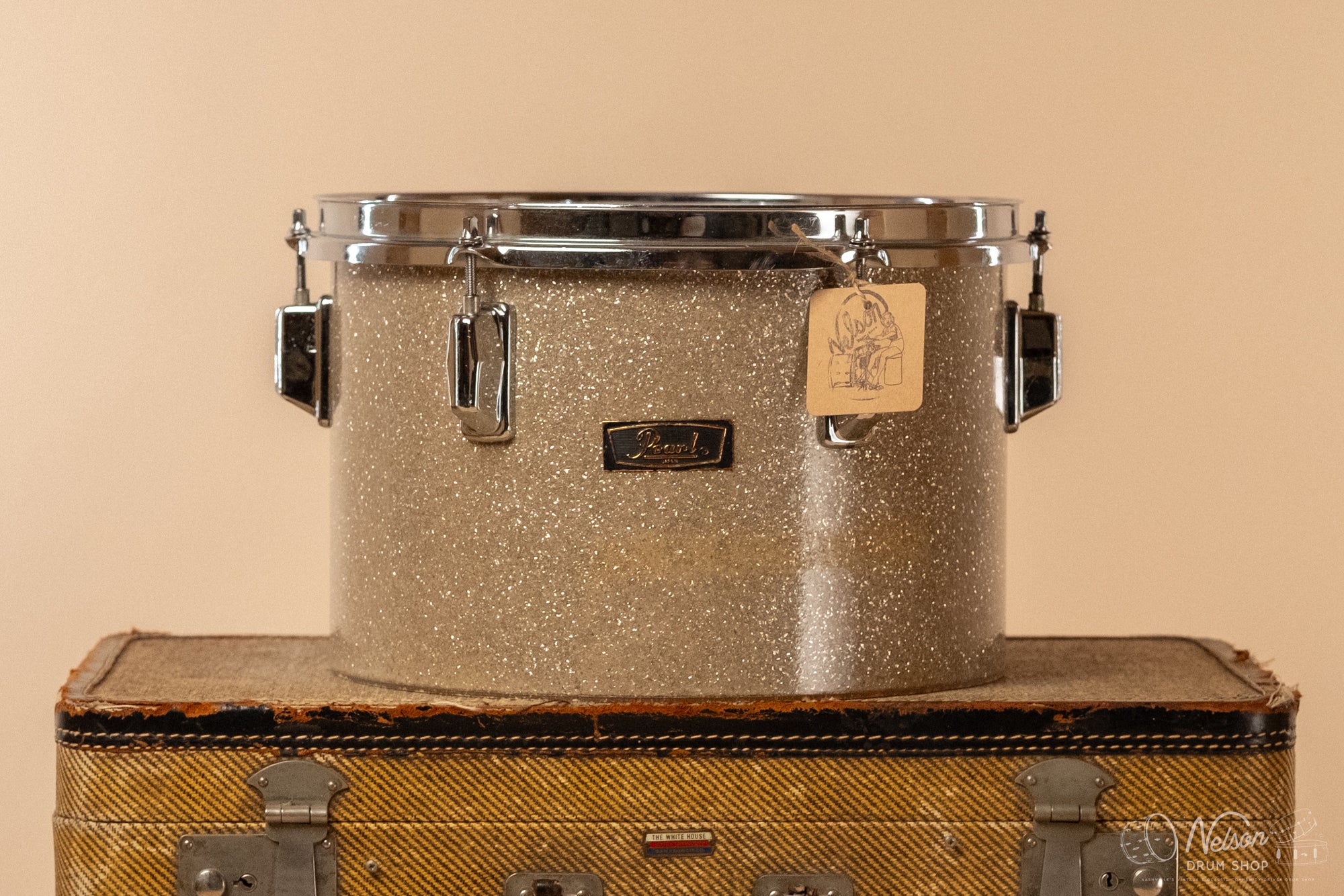 1970s Pearl 'Fiberglass Shell' Concert Tom in Silver Sparkle - 8x12