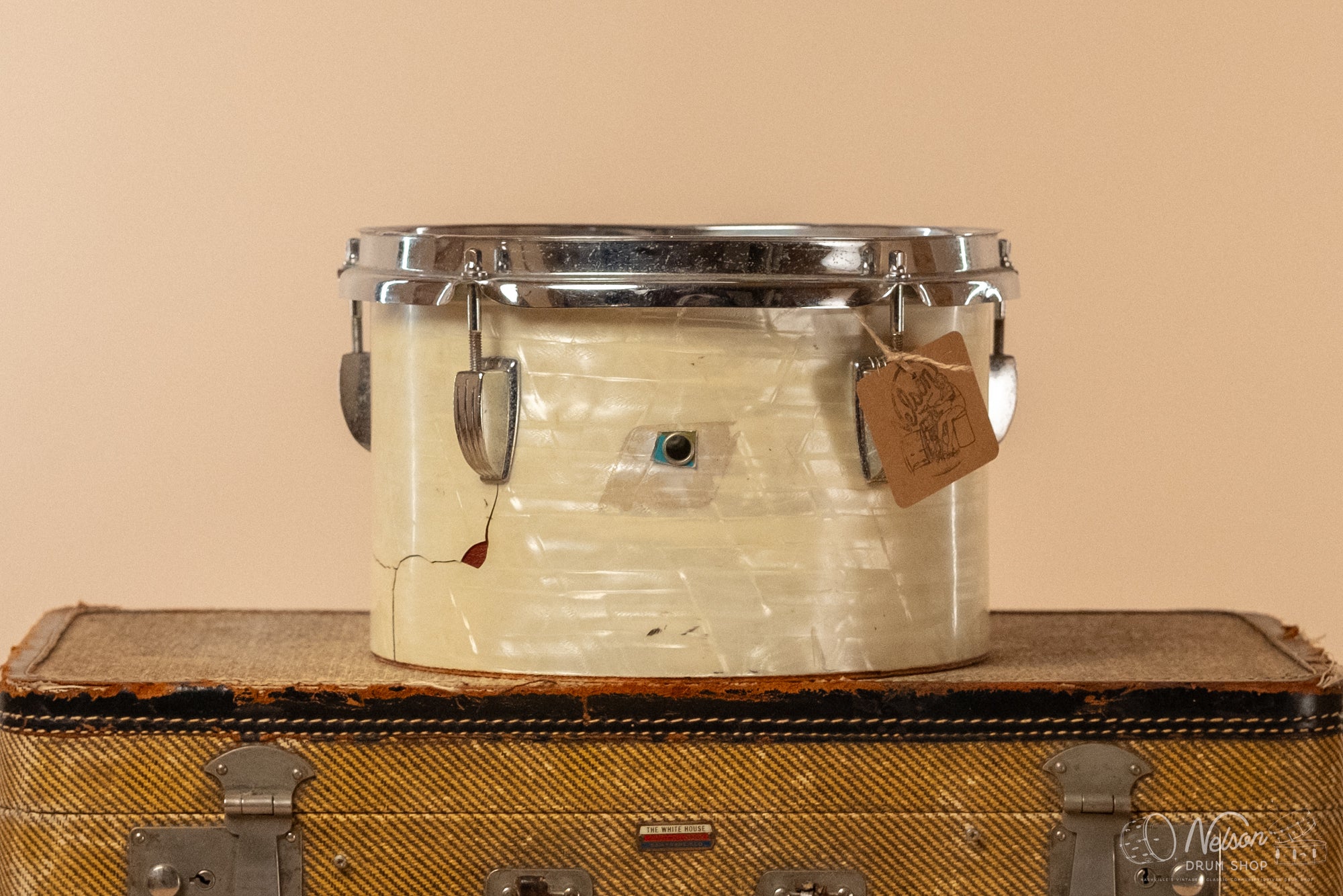 1970s Ludwig Concert Tom in White Marine Pearl - 6.5x10
