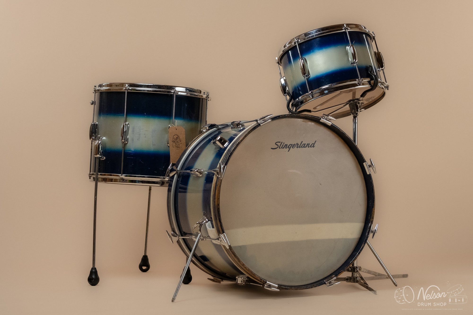 1964 Slingerland 'Jam Session/Stage Band' in Blue Silver Duco - 14x20, 12x15, 8x12