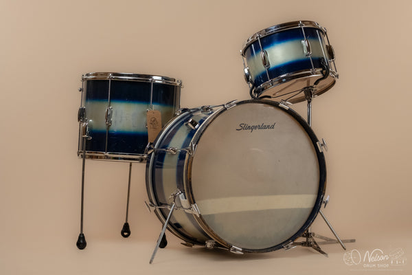 1964 Slingerland 'Jam Session/Stage Band' in Blue Silver Duco - 14x20, 12x15, 8x12