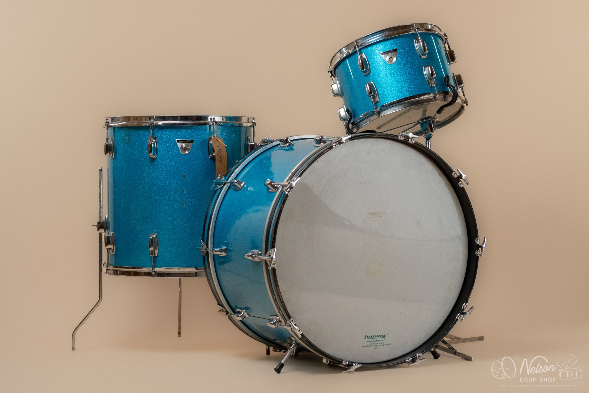 1970s Ludwig 'Standard' in Blue Mist - 14x22, 16x16, 8x12